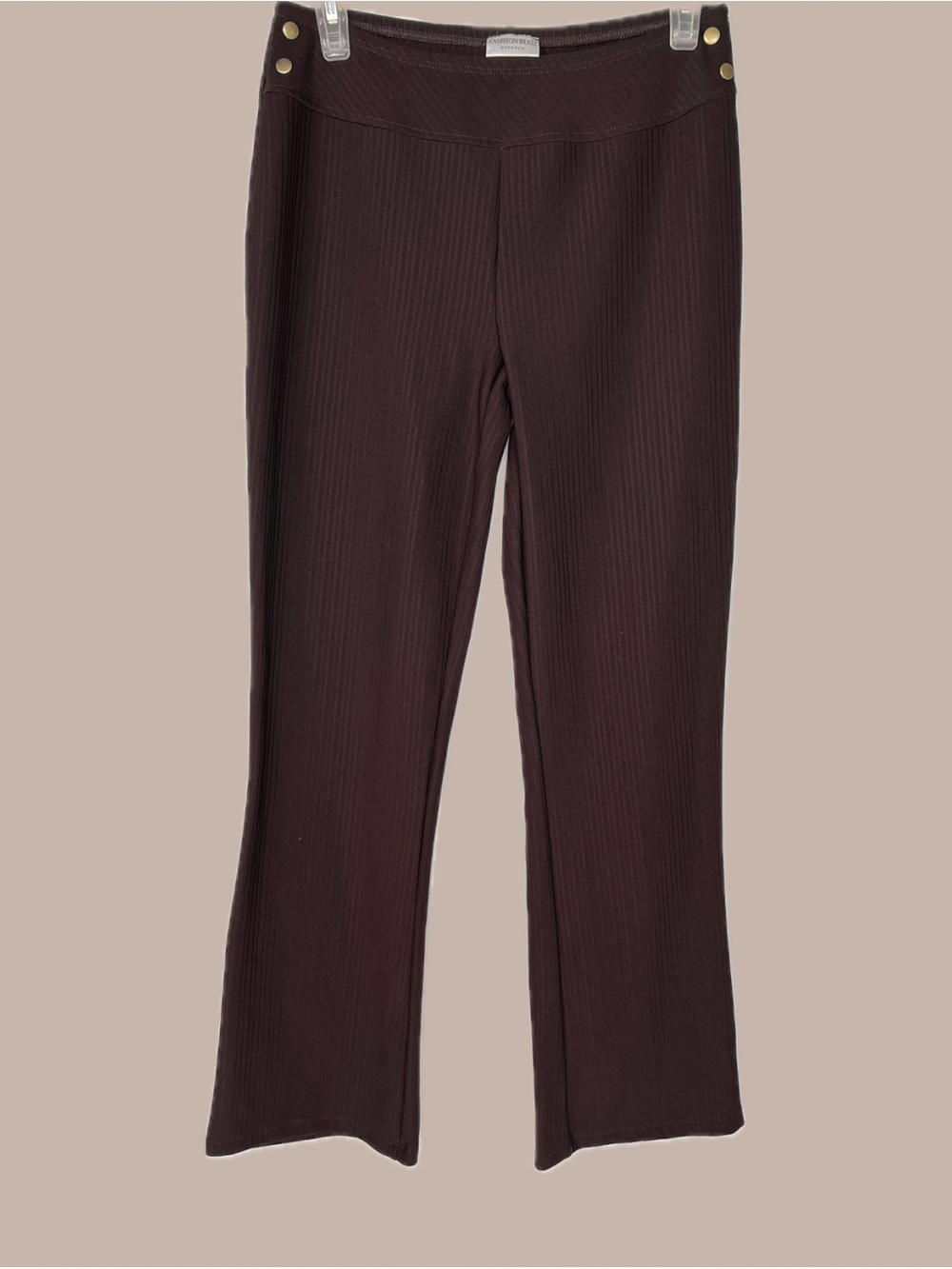 Fashion Bug Stretch Brown Ribbed Bootcut Dress Pants Y2K Made In USA Women’s S